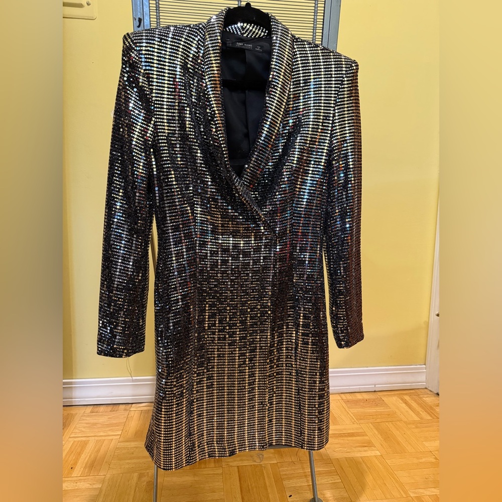 Zara Silver Sequin Blazer